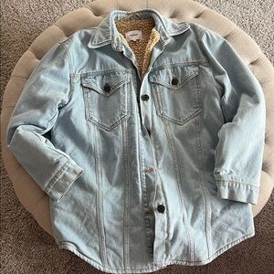 Nanushka Nusta Denim Oversized Coat with Shearling XS